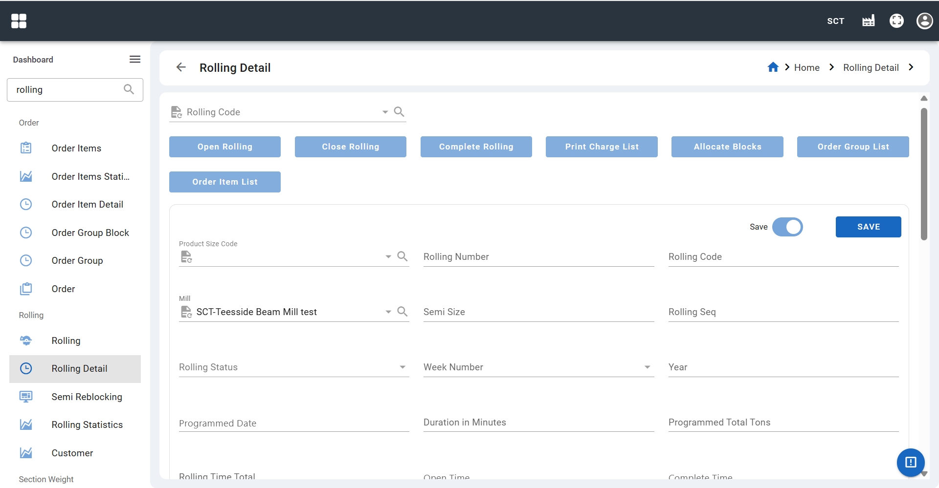 Rolling plan creation page